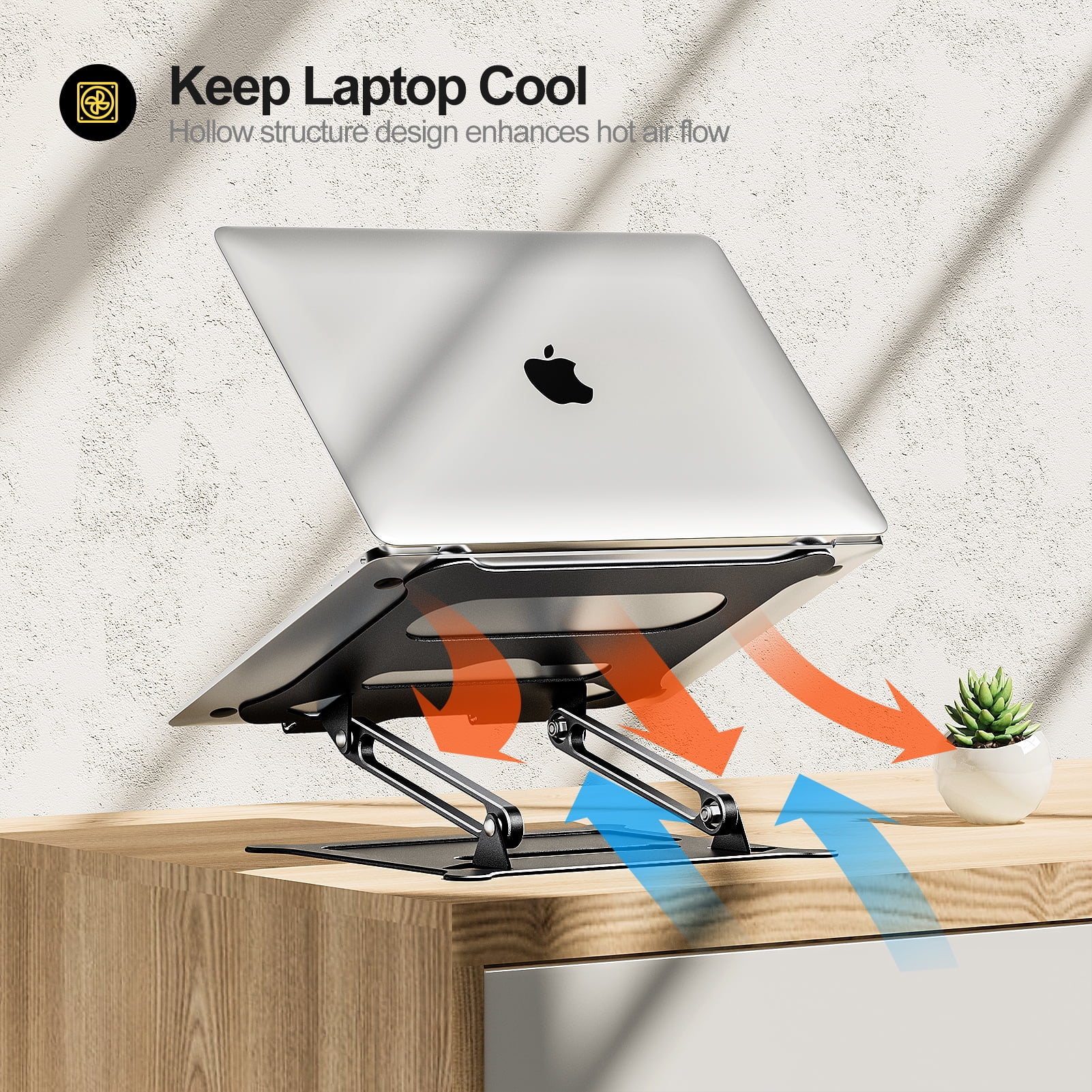 Urmust Ergonomic Adjustable Laptop Stand Compatible with MacBook Air Pro, Black