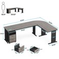 thumbnail image 5 of 83" L-Shaped Executive Desk, Large L Office Desk with 3-Drawer Mobile File Cabinet, Business Furniture Desk Workstation Grey, 5 of 5