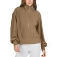 thumbnail image 6 of Biekopu Women's Loose Pullover, Solid Color Lapel Long Sleeve Half Zip Cropped Sweatshirt Clothes, 6 of 9