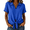 Blue, variant on Dpjklzsn Women's Cotton Linen Tie Front Shirt, Short Sleeve Collared Summer Blouse