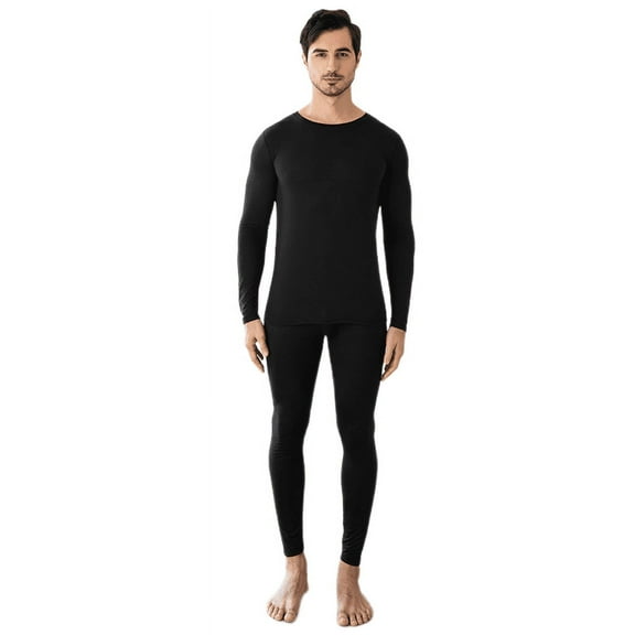 Thermal Underwear Men's Autumn And Winter Base Slim Breathable High Elasticity Warm Underwear Set Autumn Clothing And Autumn Pants Two-piece Set Black XL