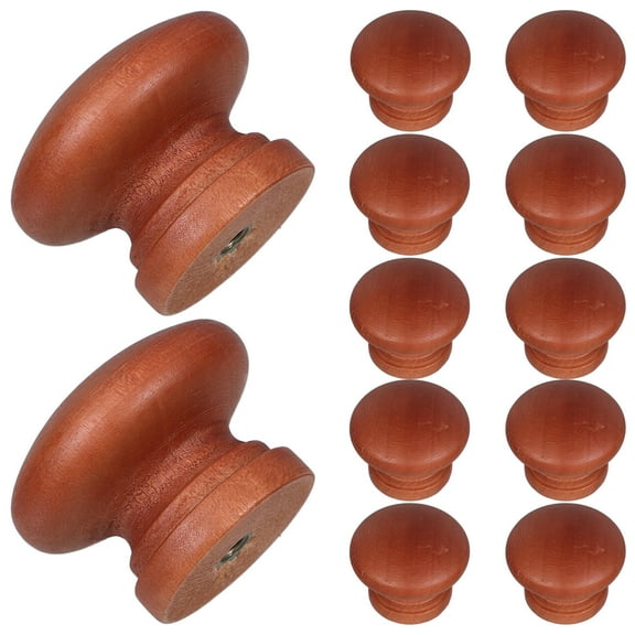 CIMAXIC 12Pcs Wooden Dresser Handles for Cabinets Dark Red Round Shape Home Decor