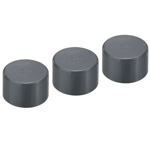 Uxcell 1-1/2" Pipe End Cap Fitting, 3 Pack Furniture Grade Plug Coupling Grey