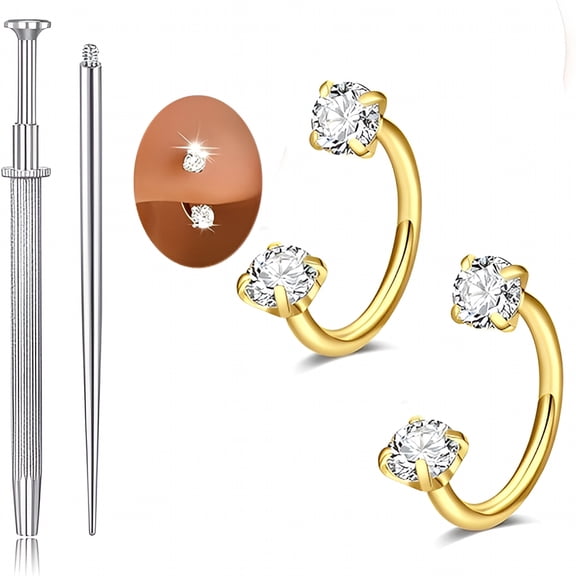 DESIGNICE 20g Nose Rings Hoops Nose Studs Nose Rings for Women Surgical Steel Nose Hoops 20 Gauge Nose Screw Nose Piercing Jewelry Silver Rose Gold