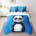 thumbnail image 2 of Feelyou Child Cartoon Panda Bedding Comforter Set 7 Pieces, Artwork Oil Printing Full Bedding Set, Cute Graffiti Animal Reversible Fitted Sheet Flat Sheet, Super Cozy Room Decor, 2 of 7