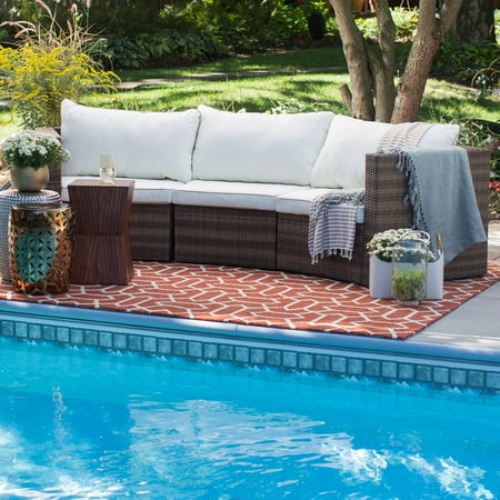 C Coast Albena All Weather Wicker Curved Sofa Sectional Conversation Set