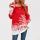 thumbnail image 4 of Suéter de punto con hombros descubiertos y diseño de copos de nieve para mujer, nuevo suéter de largo medio con diseño de retazos navideños, otoño/invierno, 4 of 5