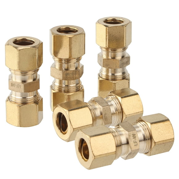 LTWFITTING No Lead 3/8-Inch OD Compression Union, Brass Compression Fitting (Pack of 5)