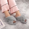 thumbnail image 4 of Zizor Women's Open Toe Fluffy Cross Band Slippers Slip on, 4 of 5