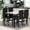 Black & White, variant on Kitchen Dining Table Set, Metal Kitchen Table Sets with 4 Chairs, Faux Marble Rectangular Breakfast Table w/Metal Legs & Black Finish Frame, Dining Table Sets for an Apartment Breakfast, SS1288