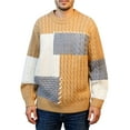 thumbnail image 2 of Men's Fashion Knit Sweater Loose Fit Round Neck Pullover Long Sleeve for Casual Everyday Wear and Winter Holiday Season,Khaki,XL, 2 of 5