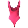 thumbnail image 3 of A2Y Women's Regular Fit Double Scoop Neck Solid Plain Bodysuit Neon Pink S, 3 of 3