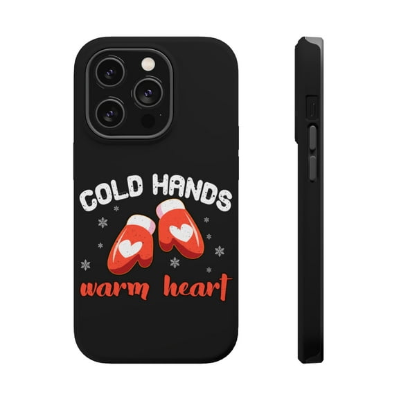 DistinctInk Tough Case for Apple iPhone 15 PRO (6.1" Screen), Compatible with MagSafe Charging - Cold Hands Warm Heart