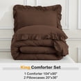 thumbnail image 7 of ANGENIA King Size Comforter Sets Brown, 3 Pieces Shabby Chic Farmhouse Ruffle Comforter, Soft Lightweight Fluffy Microfiber Bet Set for All Season(104"x90" Comforter & 2 Pillowcases), 7 of 7