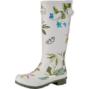 Joules Women's Rain Boot, Silver Floral, US Size 5