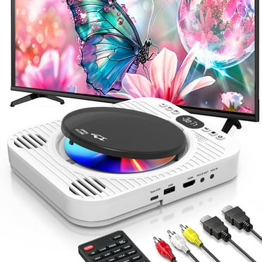 GCZ HD DVD Player for TV with Bluetooth, HDMI, USB Playback, Remote Control, Wall-Mountable, White