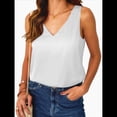 thumbnail image 3 of Blusa de Satén de Seda para Mujer, Blusa de Verano con Cuello en V, Sin Mangas, Informal, Elegante, para Negocios y Vacaciones M, 3 of 6