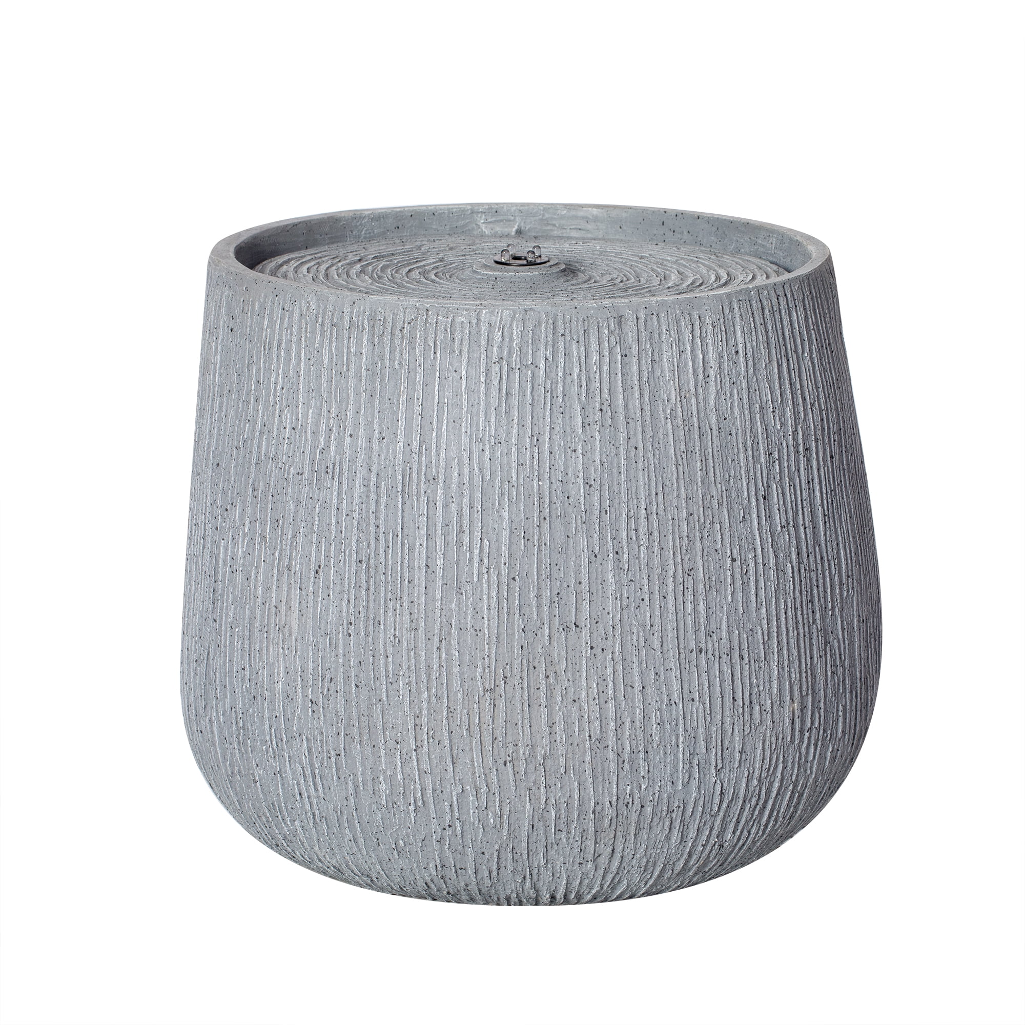 Bowl Shaped Fountain, 12.99 Inch Gray Polyresin Outdoor Water Fountain with LED Light for Patio Deck, Gray