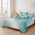 thumbnail image 2 of Twin XL Quilt Set 68''x98'', Turquoise Ombre Marble Lightweight Bedspread Coverlet with 2 Pillow Shams, Yellow Modern Geometric Abstract Art Breathable All Season Quilt Bedding for Dorm/Guest Room, 2 of 9