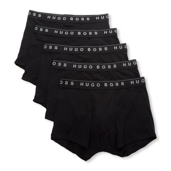 Men's Boss Hugo Boss 0453602 Traditional 100% Cotton Trunks - 5 Pack (Black L)