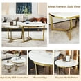 thumbnail image 5 of Harper & Bright Designs Round Nesting Coffee Table Set of 2, Golden Metal Center Table with Marble Grain Tabletop for Living Room, White, 5 of 17
