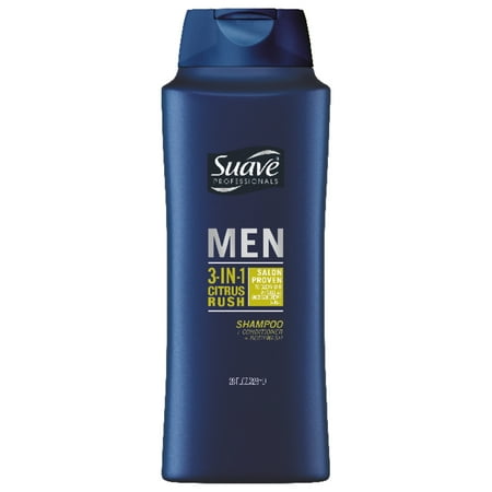 Suave Men Men Citrus Rush 3-in-1 Shampoo Conditioner Body Wash, 28 oz