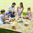 thumbnail image 4 of Bees on Floral Picnic Blanket Waterproof Beach Blankets Sandproof Large Mat with Storage Bag Camping Grass Travel Hiking Park 78"x78", 4 of 6