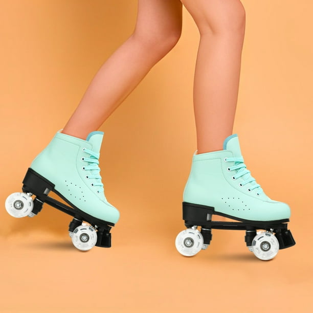 ANJORALA Roller Skates for Women Men Hightop Quad Rink Skates Light up Roller Skates for