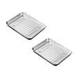 thumbnail image 1 of 1 Set Stainless Stel Bakeware Rectangular Tray Food Storage Tray App Etizer Plates Flat Bottom Baking Pan Cool Ing Rack Baking Dish Drying Rack Kitchen Supplies HouseholdGrid Bakin, 1 of 9