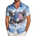 thumbnail image 2 of UngA America 250 Shirt, Men's American Flag Button Down Shirt Casual Eagle Hawaiian Shirts Patriotic Short Sleeve T Shirts for Man (Light Blue,S), 2 of 6