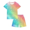 thumbnail image 3 of Kids Girls Fashion Cute Print Loose Short Sleeve Top Shorts Set Homewear Set, 3 of 8