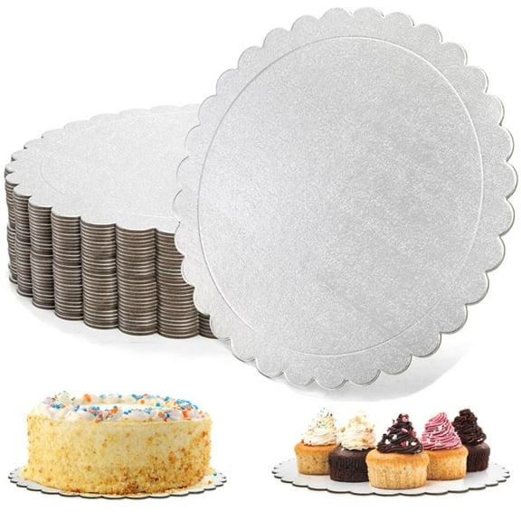 YSTDHL 15 Pack Round Cake Boards 10-inch Premium Silver Cake Circles Cardboard Scalloped Cake Circle Base