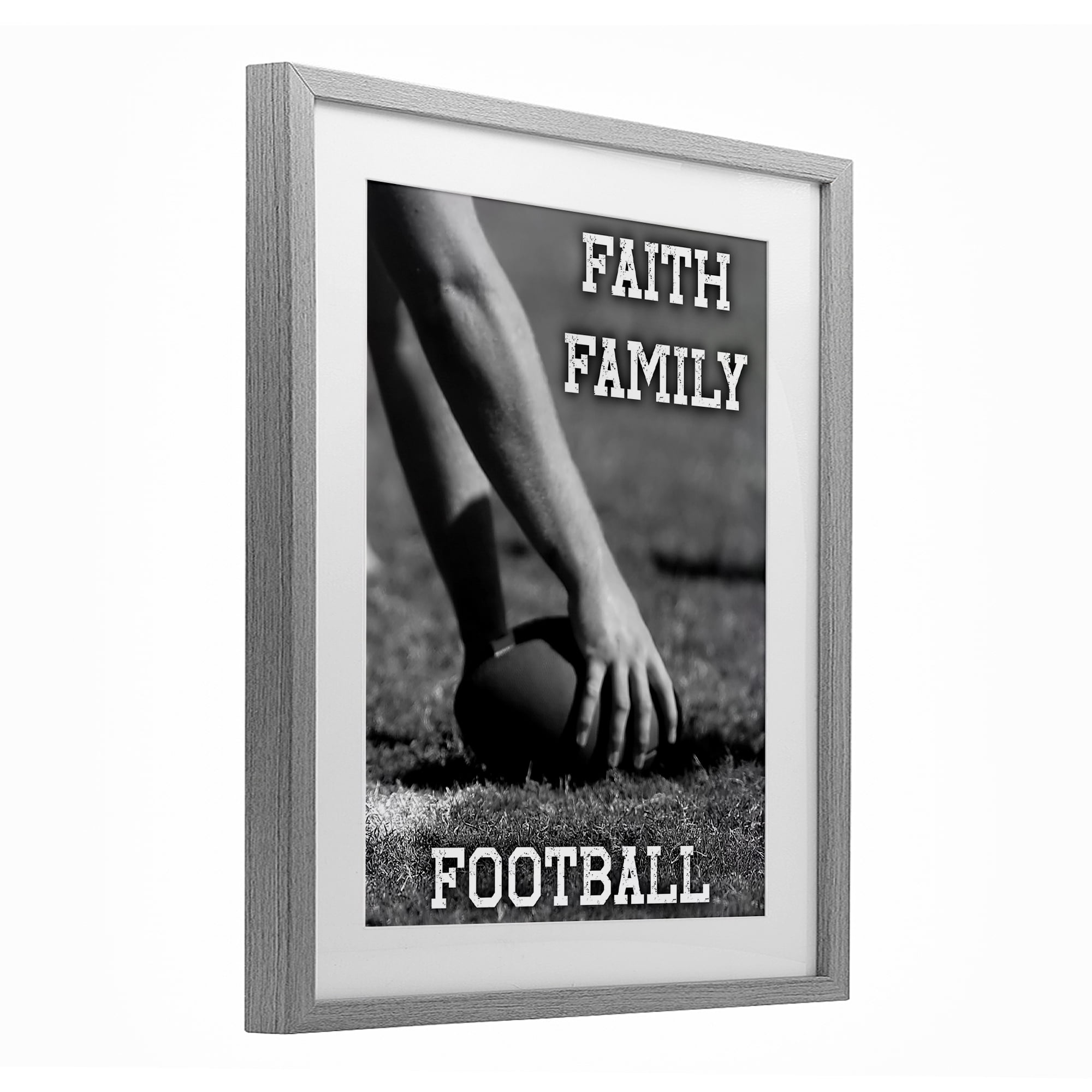 Stupell Industries Faith Family Football Hike Gray Framed Print Under Glass, design by Marcus Prime