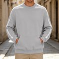 thumbnail image 5 of qafoshin Mens Trendy Patchwork Sweatshirt Crew Neck Long Sleeve Shirts Fall Winter Casual Loose Pullover Tops with Pocket, 5 of 6