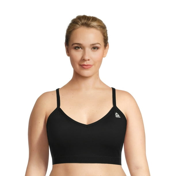 Reebok Women's Plus Size Everyday Racerback Sports Bra with Mesh Panel and Removable Cups