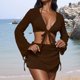 thumbnail image 1 of Traje de baño para mujer, traje de baño de talle alto dividido de color sólido, traje de baño de bikini conservador y de moda, trajes de baño para mujer, 1 of 6