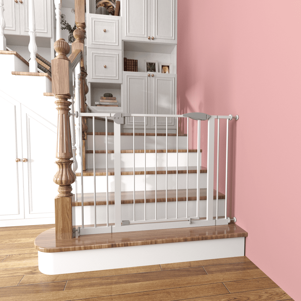 29.5-45.3" Wide Baby Gate for Stairs, Dog Gate Indoor for Doorways, No Drilling Pressure Mounted Pet Gates for Kids, Easy Walk Through,Safety Gate Door for Child and Pets