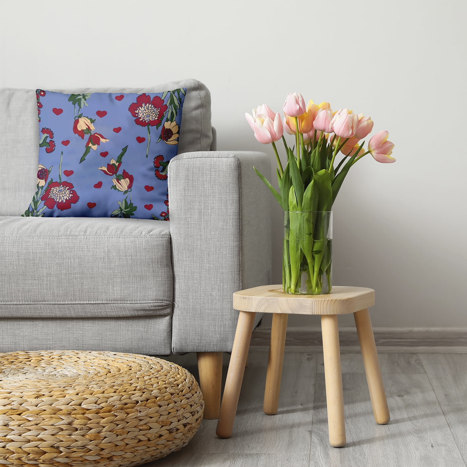 20" x 20" Simply Daisy Love In The Garden Polyester Accent Pillow, Cornflower Qty 1