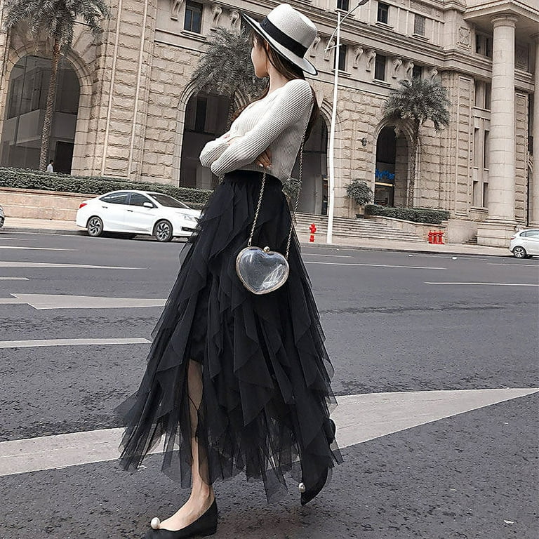 Sheer skirt cheap tutu black