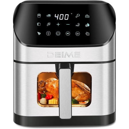 PRIJESSE Air Fryer 6.2 QT Oilless 1500W Large Capacity Oven Air Fryers Healthy Cooker with 10 Preset, Visual Cooking Window, Non-Stick Basket, Included Recipe