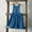 Blue, variant on LADIGASU Middle-aged Children Solid Color Cotton And Linen Back Button Up Dress Suspender Skirt With Pockets