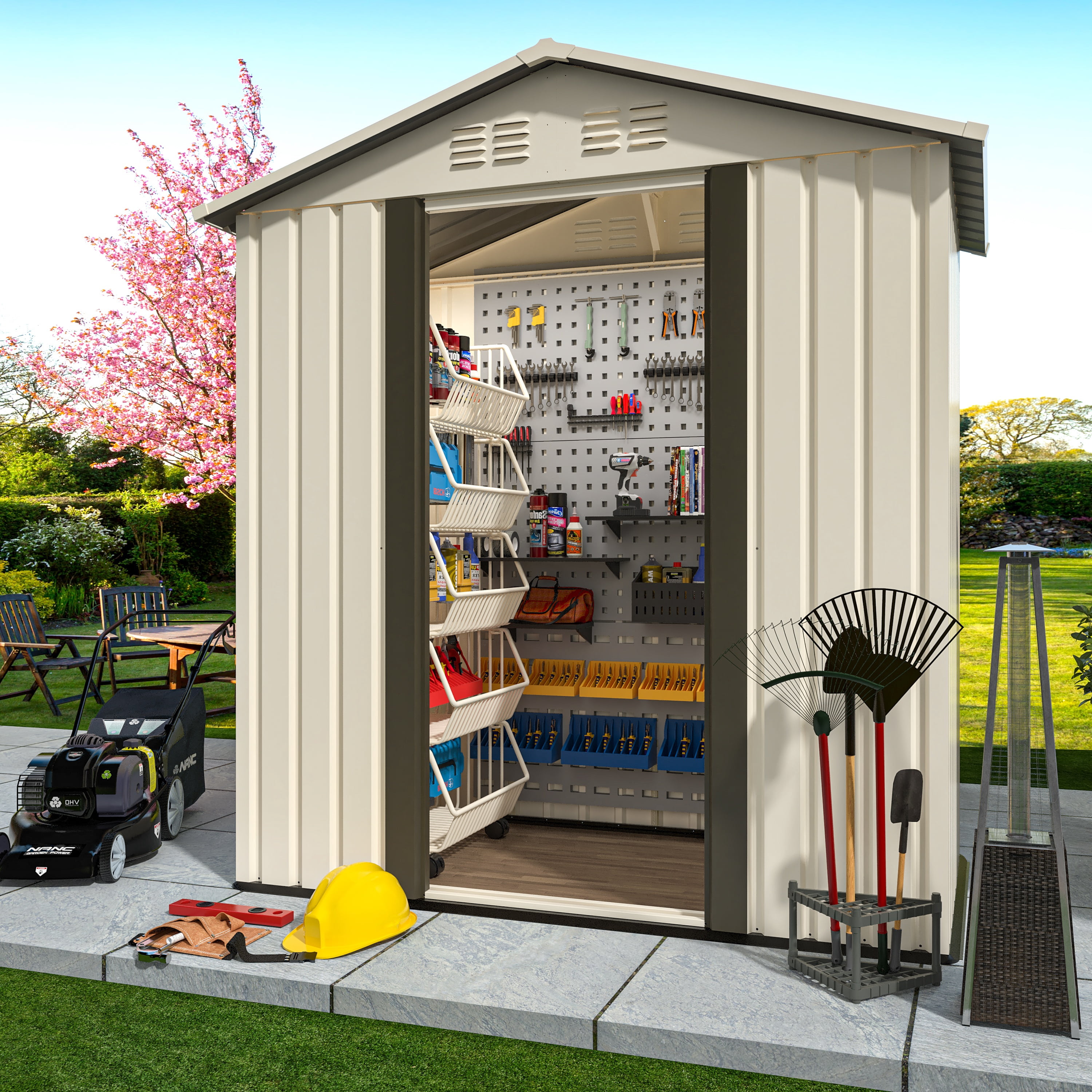 Yiyado 5 ft x 3 ft Outdoor Storage Shed, White