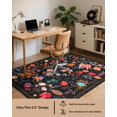 thumbnail image 2 of Alfombra CRYPTOLITE Boho, lavable, 120 x 180 cm, diseño floral negro, 2 of 7