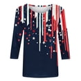 thumbnail image 3 of lcziwo Womens Memorial Shirts Plus Size Cotton Comfortable American Flag 3/4 Sleeve Tee Patriotic Printed Summer Basic Crew Neck T Shirt Navy XXXXXL, 3 of 5