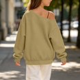 thumbnail image 4 of OGLCCG Off The Shoulder Sweatshirt Tween Girls Trendy Asymmetric Neck Hoodies Shirts Long Sleeve Pullover Tops Size 5-15(Khaki,7-8 Years), 4 of 7