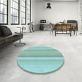 thumbnail image 3 of Ahgly Company Indoor Round Patterned Tron Blue Area Rugs, 3' Round, 3 of 6