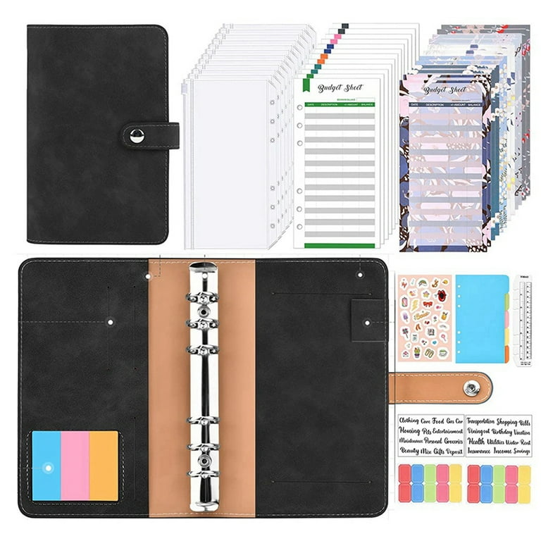Budget Binder,49Pc A6 Set Money Organiser Binder with Clear Cash  Envelope,Budget Sheets,For Work and Diary A