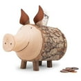 thumbnail image 3 of Wooden Piggy Bank - Pig Figurine Coin Holder for Girls & Boys - Wooden Saving Money Box - Large, 3 of 7