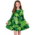 thumbnail image 2 of Wo-Fusoul Robe de la Saint-Patrick pour Filles 4-14 Ans, Manches Longues Col Rond Extensible Ligne A Patineuse Robe de Récital de Ballet, Robe de Fête d'École Tournoyante en Gris Foncé, 2 of 6