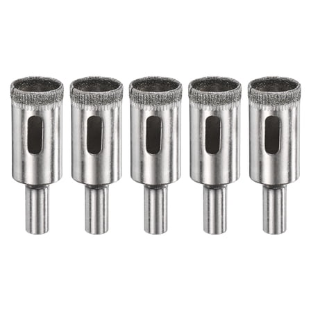 5-Pack Diamond Hole Saw Drill Bit, 0.71 Inch / 18mm Glass Drill Bit for Ceramic/Marble [Silver Tone]